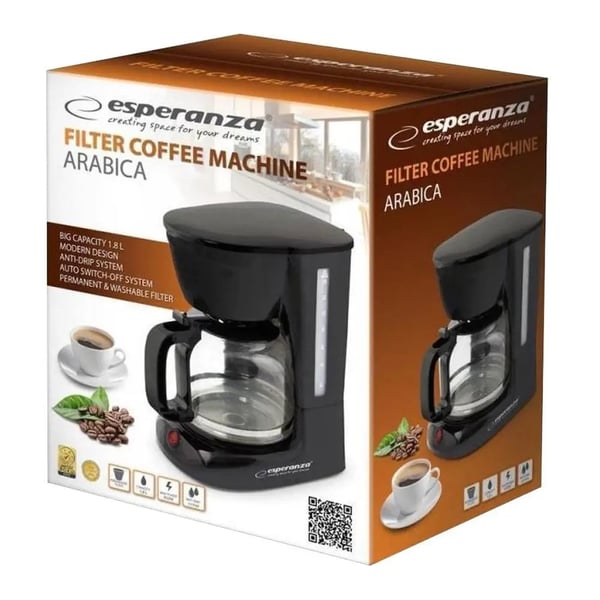 Esperanza EKC005 Arabica-droppkaffemaskin 1,8 l svart