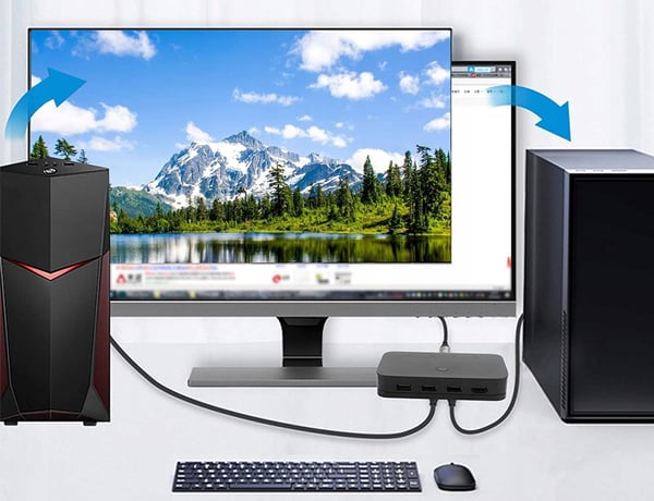 KVM-switch HDMI 4x1-switch 3xUSB + 4 HDMI-kablar