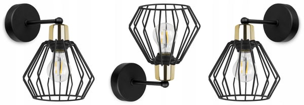 VÆGLAMPE, FIRKANTET LAMPE, METALLAMPE, TRÅD, LED
