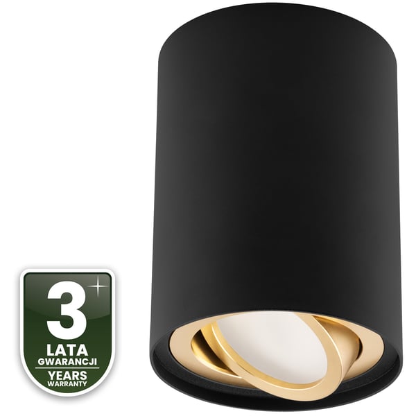 Overflademonteret HALOGEN Spot Tube Flytbar GU10 Rund Sort og Guld 115mm AMAT-L LUMILED