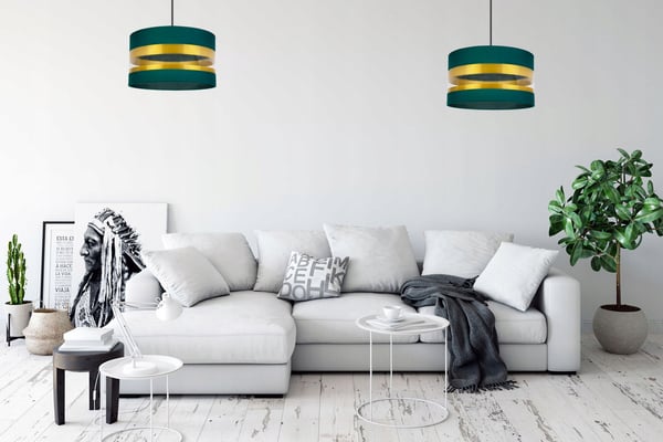 ELEGANT GULD LOFTHÆNGELAMPE MED LED-SKÆRM