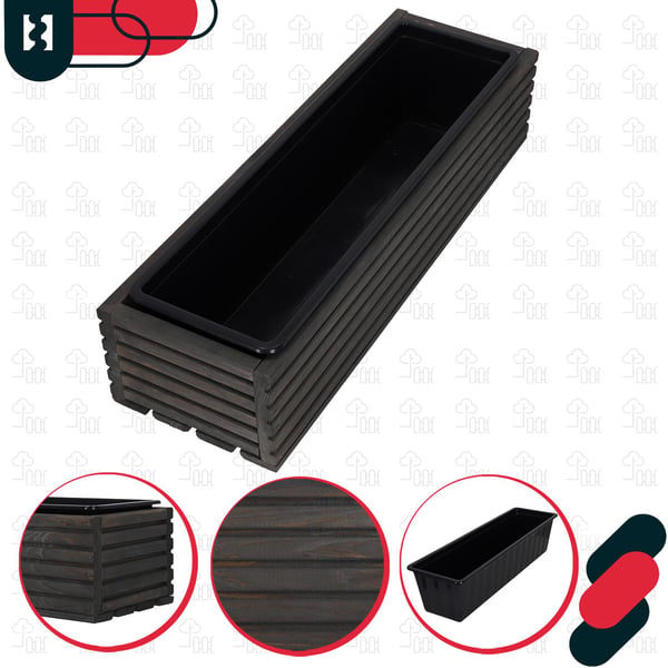 KOTARBAU Trälåda för terrass med insats antracitgrå 64 x 20 cm