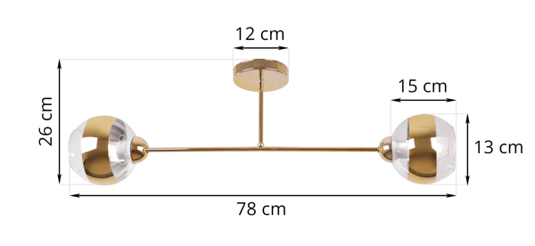 ASTURIA GULD LOFTLAMPE 2 FLADE GYLDNE LAMPESKÆRME E27