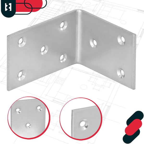 Kotarbau® Kirvesmiehen kulmaliitin ruostumatonta terästä sinkittyä 55 x 45 x 35 mm 50 kpl:n sarja