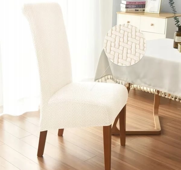 XL-kokoinen tuolinpäällinen, luonnonvalkoinen, jacquard-kuvio, suorakaiteen muotoinen [13-Z1-EC]