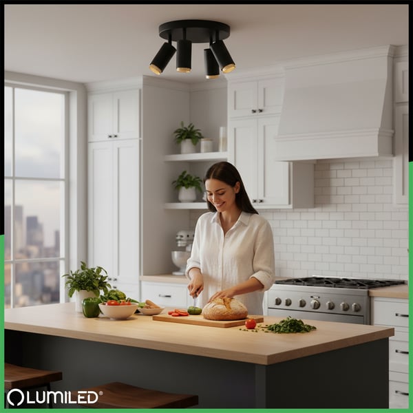 Loftlampe spotlight 4x GU10 loftlampe ELIGIS sort LUMILED