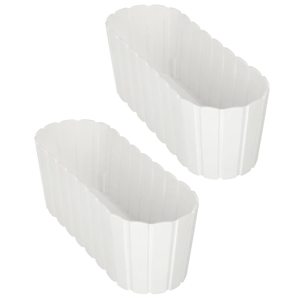 Avlång blomkruka för blommor och örter på balkong eller terrass, vit, 40 cm, set om 2 Avlång blomkruka för blommor och örter på balkong eller terrass, vit, 40 cm, set om 2