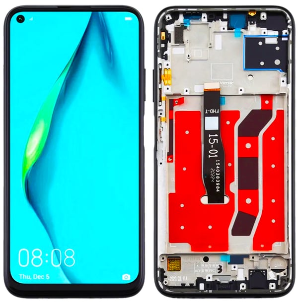 Huawei P40 Lite JNY-LX1 LCD-skærm og touchskærm renoveret sort ramme