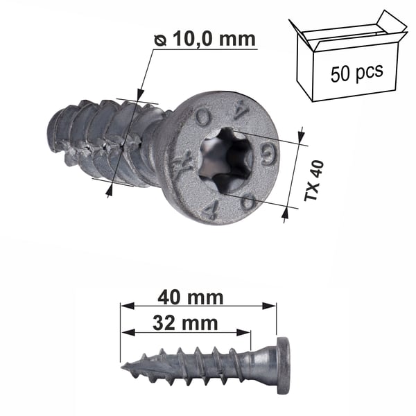 Skruer til tømrersamlinger SSF 10,0x40mm