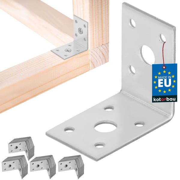 KOTARBAU® Tømrervinkelforbindelse Rustfrit stål Galvaniseret 50 X 50 X 35 MM Sæt med 50 stk.