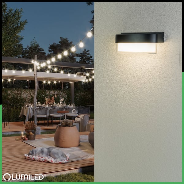 LED facadelampe udendørs væglampe til have varm 4000K 5W IP54 SEVIA sort LUMILED
