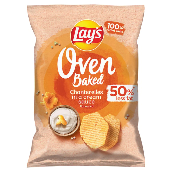 Lay's Ugnsbagede Kartoffelchips med Kantarelssmag i Flødesauce 110g Lay's Ugnsbagede Kartoffelchips med Kantarelssmag i Flødesauce 110g