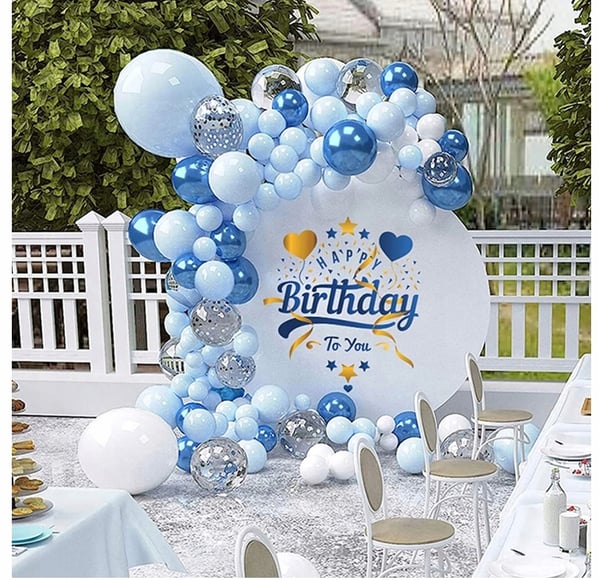 Blå ballonggirland 130 st för födelsedag, dop och bröllop