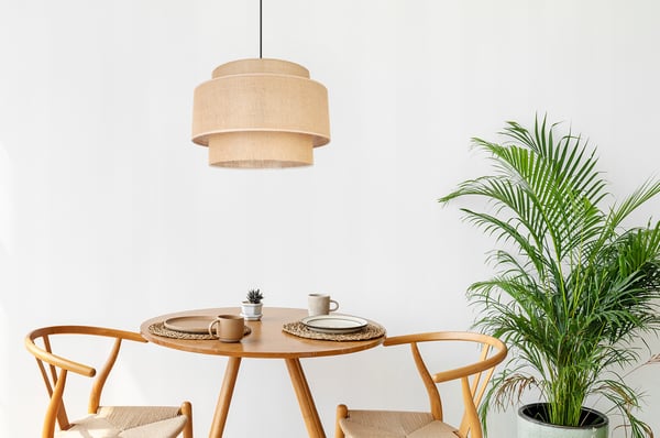 Hængende lampe, loftslysekrone, lampeskærm, boho juta