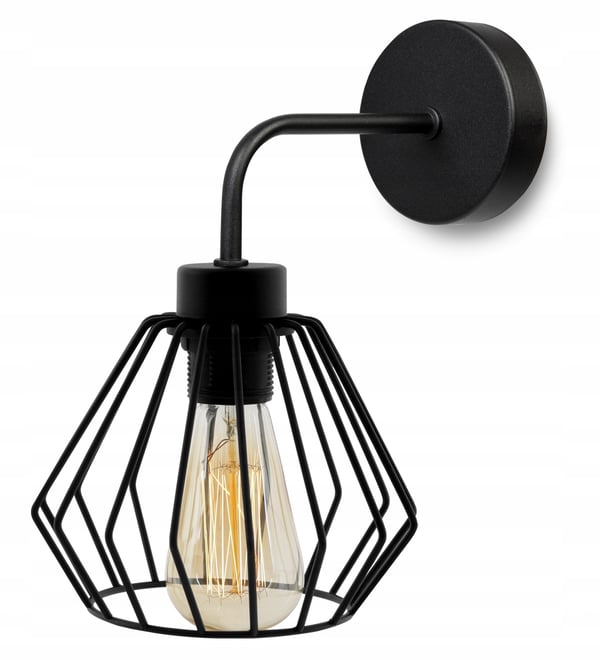 ELEGANT RETRO VÆGLAMPE MED TRÅD SORT LOFT