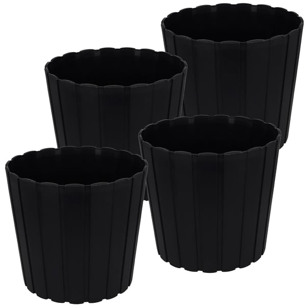Plastkruka för blommor och örter på balkongen eller terrassen antracit 29 cm 4 st