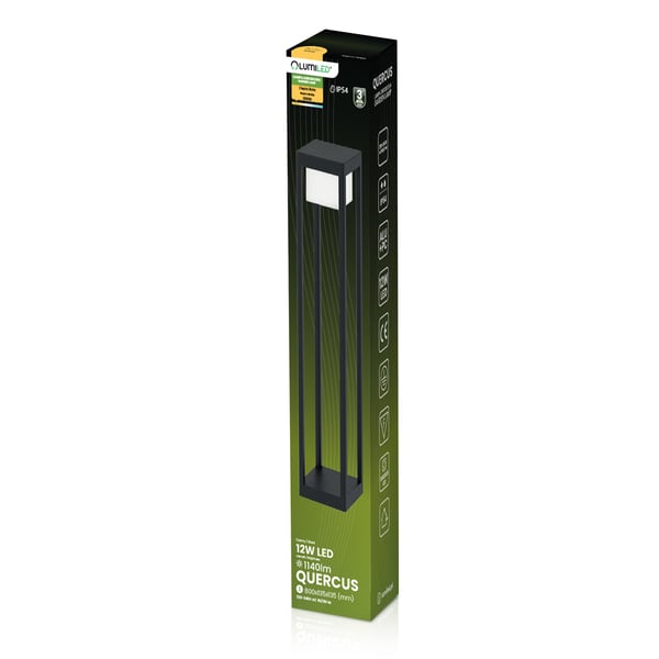Trädgårdslampa stolpe utomhus stående LED 12W 3000K 80cm svart QUERCUS LUMILED