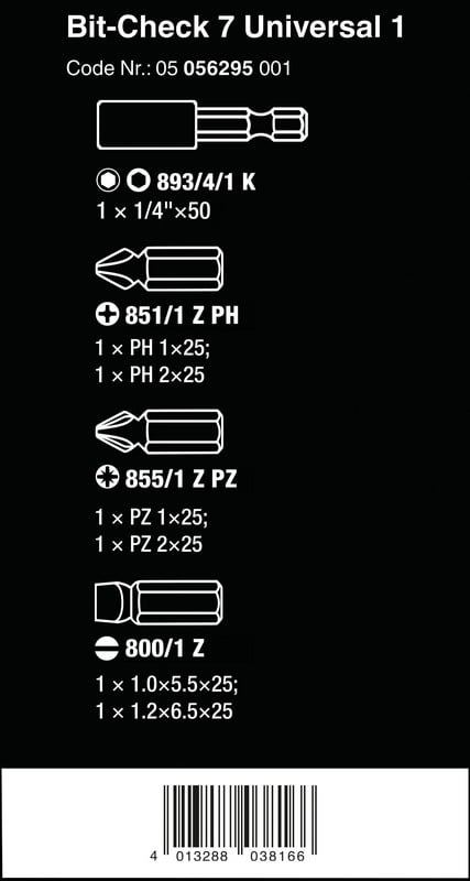 BIT-CHECK 7 UNIVERSAL 1 7-DELET BITSÆT - W05056295001