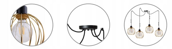 Lofthængende lampe med lysekrone i gylden edderkop-stil