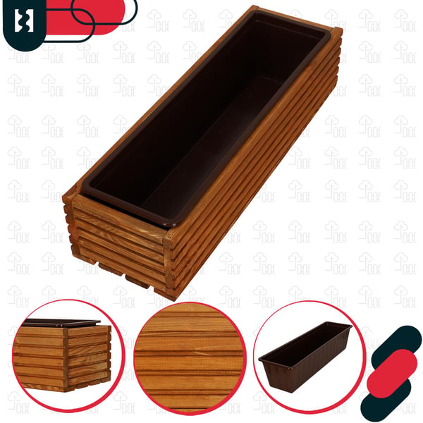 Kotarbau® Kukkaruukkulaatikko Puinen puutarhan istutuslaatikko terassille ja sisäkkeellä Tammi 64 x 20 CM