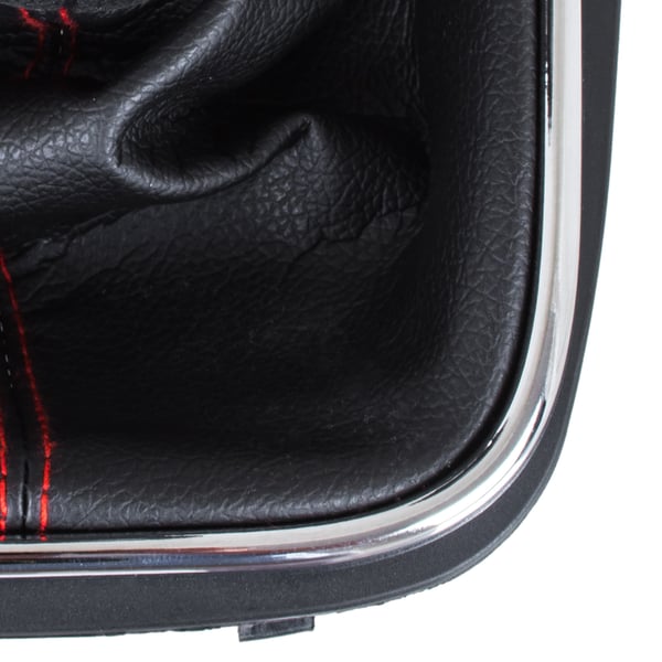 VW Golf V 03-08 gearstangsknop + SORT manchet med RØD gevind og KROMET stel 5 GEAR