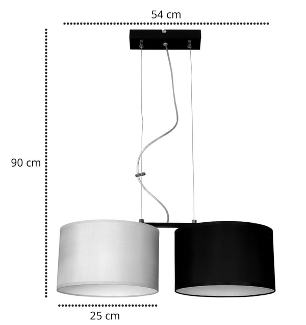 Moderne hængelampe, stofskærm, 2x60W LED