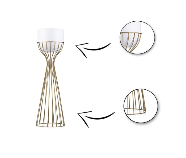 Modern blomställning 68 cm guld och vit