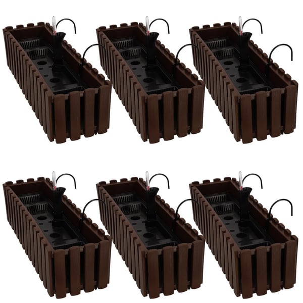 Blomkruka balkonglåda för balustrad terrassblommor brun 60cm 6 st