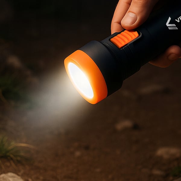 Vergionisk LED-lommelygte med 300 mAh lithium-ion batteri, micro USB og 2 LED-funktioner