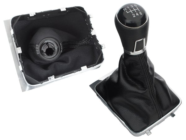 VW Passat B6 06-11 gearknap sort med støvebælg og krom ramme 6 gear