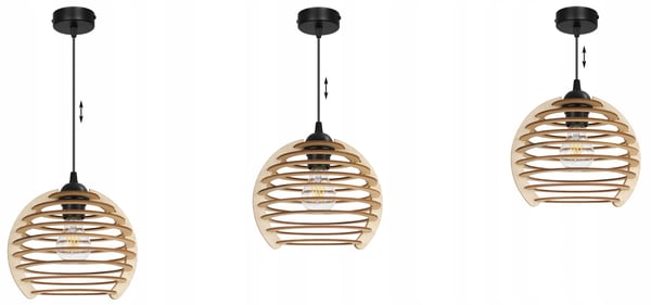 Hængende lampe, loftslysekrone, træ, LED lampeskærm