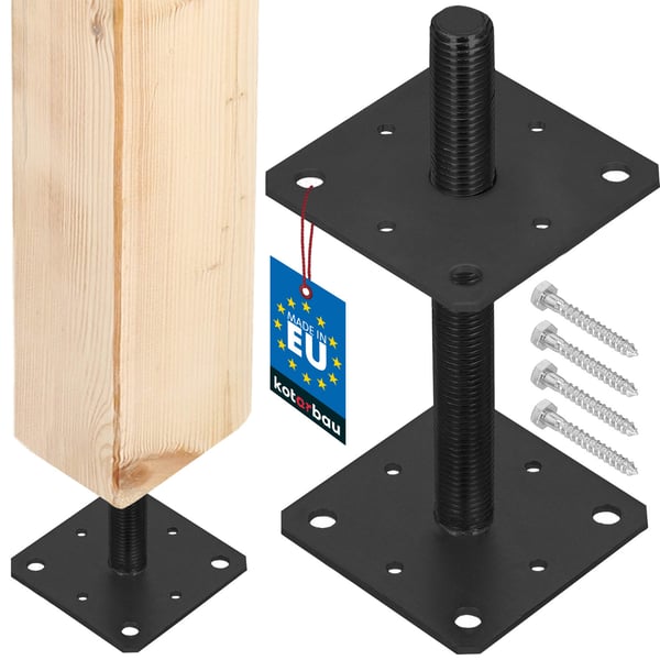 KOTARBAU justerbar stålskruvstolpe för paviljonger och skydd M24 antracit 160 x 252 mm