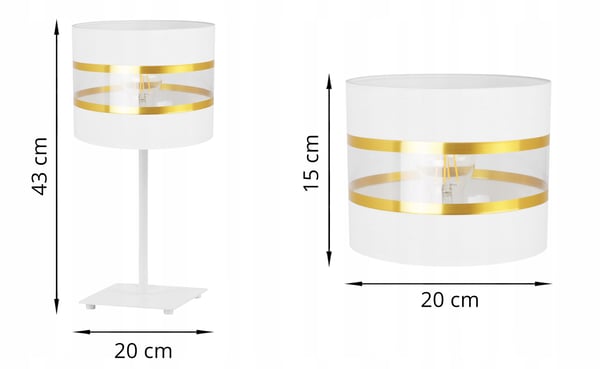 NATBORDLAMPE, ELEGANT GYLDET LAMPESKÆRM, 20 CM