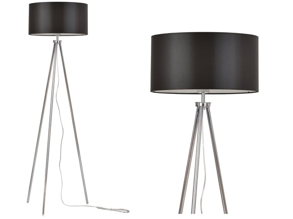 Gulvlampe, trebenet, krom, skærm, 40 cm