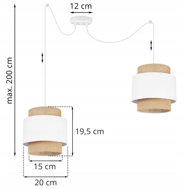 Hængende lampe, loftslysekrone, lampeskærm, boho juta