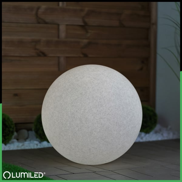 Havelampe udendørs STONE LED-kugle LUMIKULA 40cm E27 IP65 LUMILED
