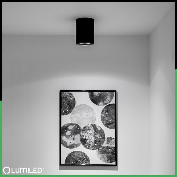 Overflademonteret HALOGEN Spot Tube Bevægelig GU10 Rund Sort 84mm AMAT-M LUMILED