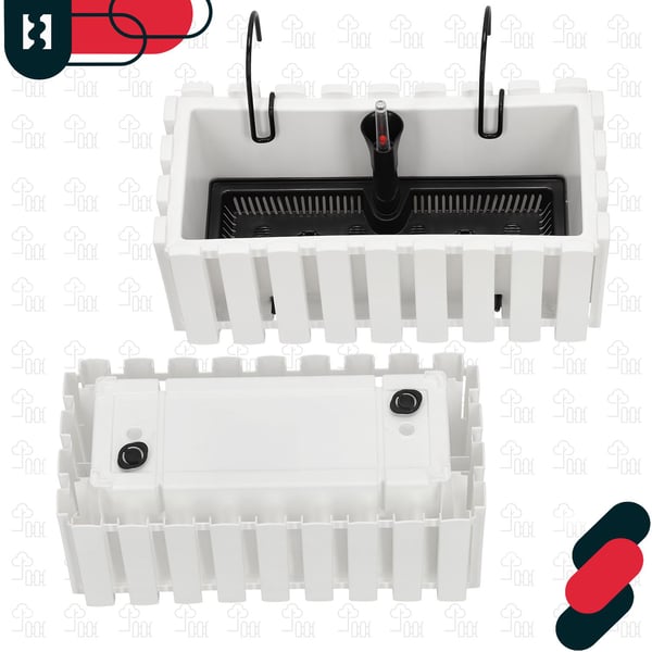 Blomkruka balkonglåda för balustrad terrassblommor vit 40 cm 4-pack