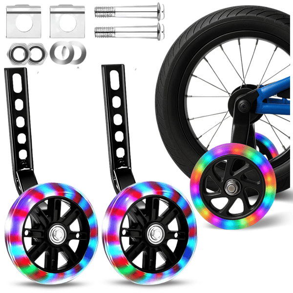 Lasten polkupyörien sivupyörät, led rgb, värikkäät polkupyörän pyörät, hehkuvat