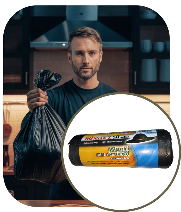 Affaldsposer 60l sorte HDPE, 50 stk.