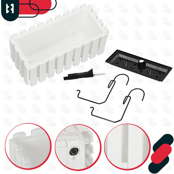 Blomkruka balkonglåda för balustrad terrassblommor vit 40 cm 4-pack
