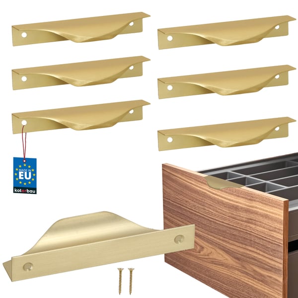KOTARBAU Modern Edge möbelhandtag aluminium matt guld 96/116 mm set om 6