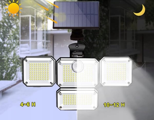 4-i-1 LED-solcellampa utomhus gatusensor med rörelsesensor i skymning och fjärrkonroll