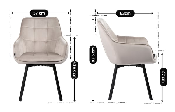 TOGO sammetsklädd snurrstol beige
