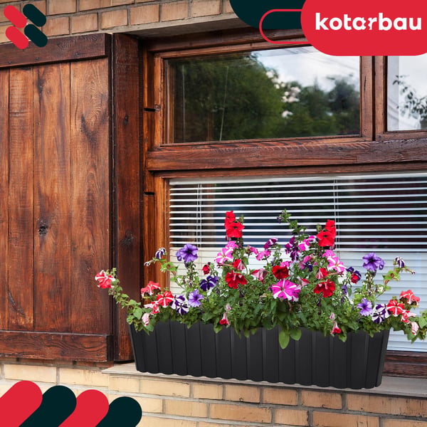 Blomkrukslåda oval balkong terrass rustik antracit 600 mm