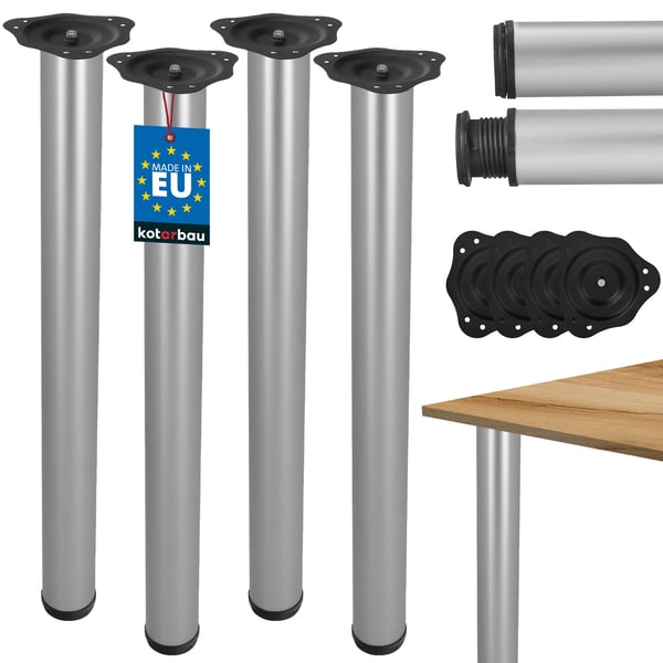 KOTARBAU justerbar bordsbens set 71-74,5 cm stål silver aluminium 4 st