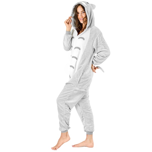 Varm totoro kigurumi pyjamas til mænd, langærmet vinterdragt, totoro-kostume - S