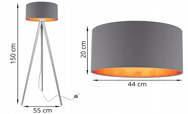 GULVlampe TRIPOD stående i gyldent træ