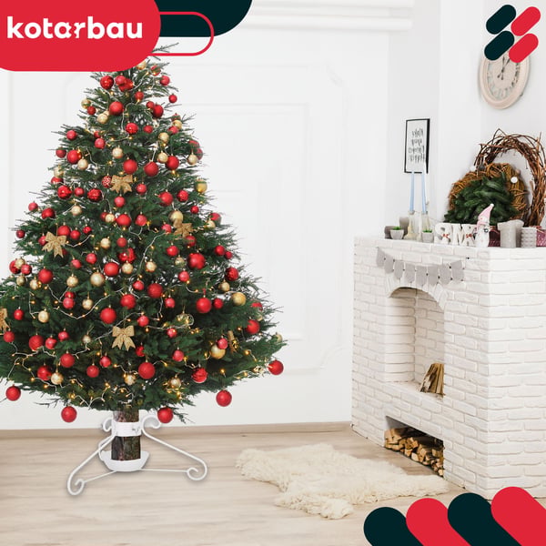 KOTARBAU® Metaljuletræsfod med vandbeholder, indpakket, dekorativ, hvid, 52 x 23 cm