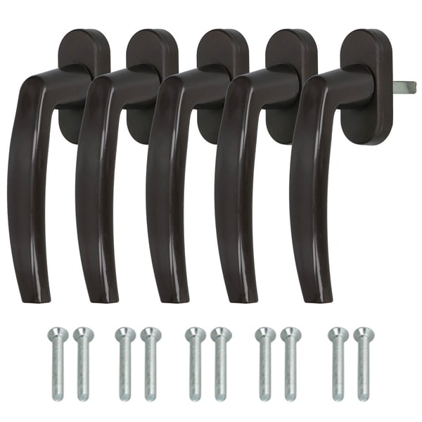 KOTARBAU® Fönsterhandtag för balkongdörrar och fönster brun 35 mm 5-pack